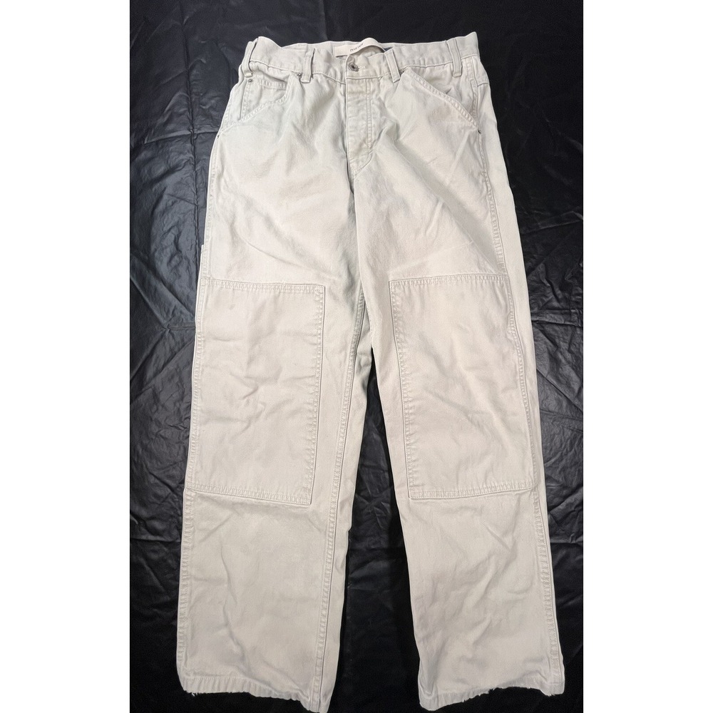 VTG GAP Miner Pants Mens 34 x 32 Khaki Double‎ Knee Frayed Hem Button Fly